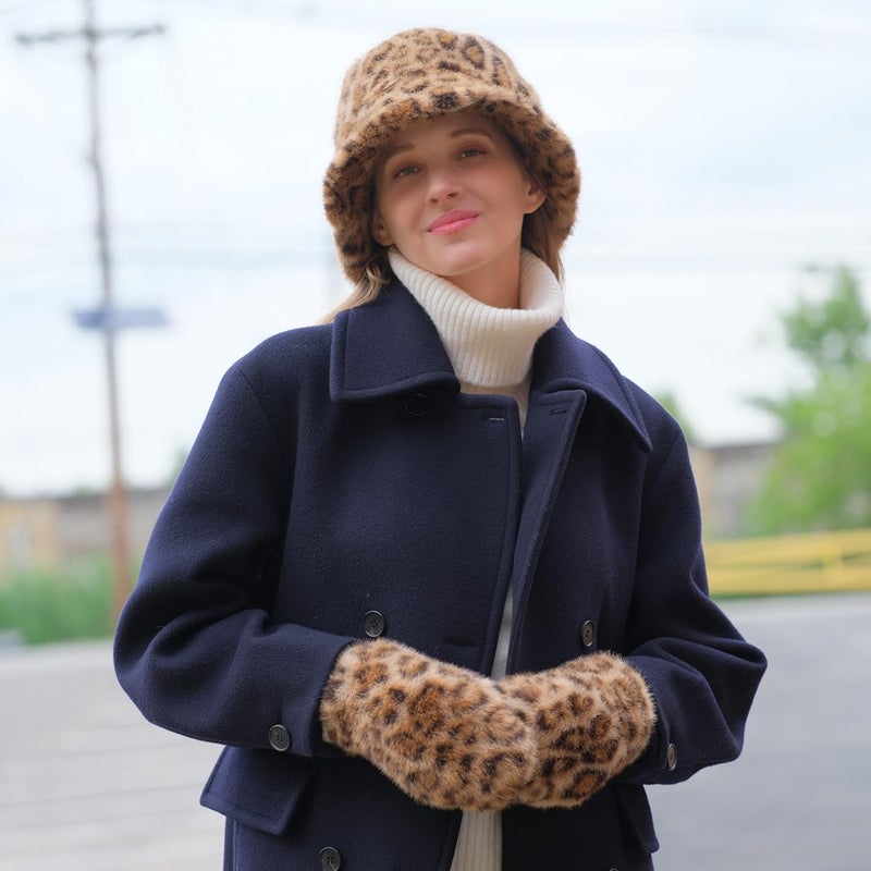 Cc Women's Faux Fur Wrist Length Fingerless Sherpa Lined Convertible Mittens Gloves - Image 3